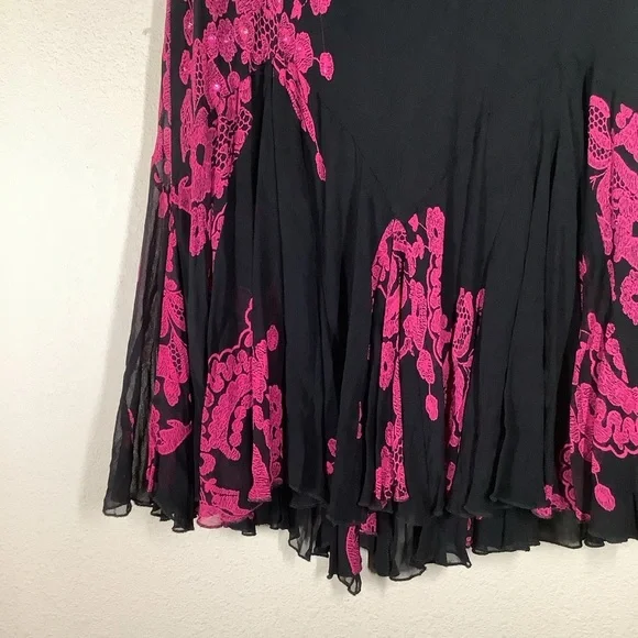 VINTAGE Mesh Y2K Skirt Handkerchief Hem Fairy Grunge Whimsigoth Black Pink 1X - Picture 7 of 11